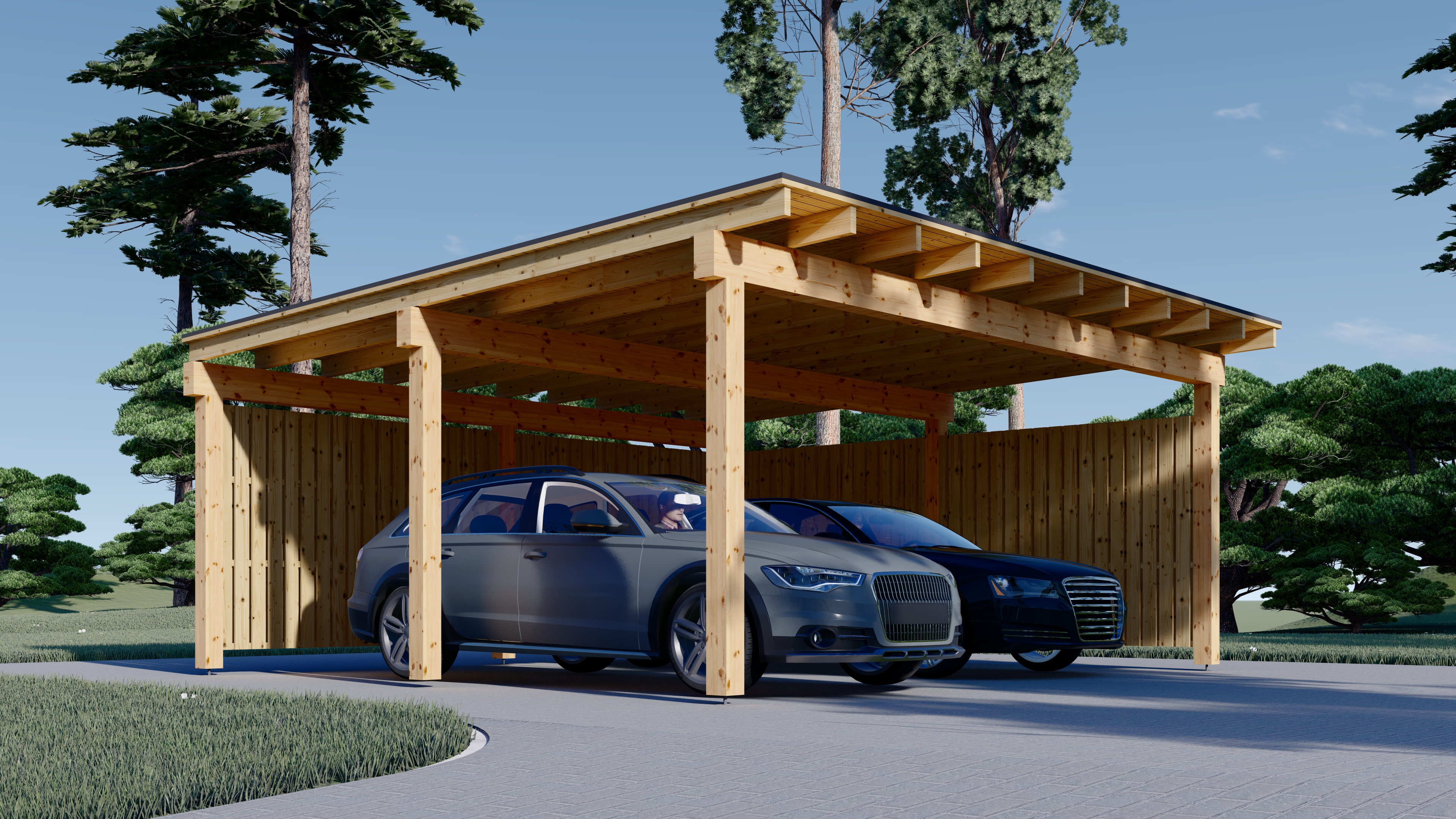 Pérgola para coches Luna Duo F 6x6