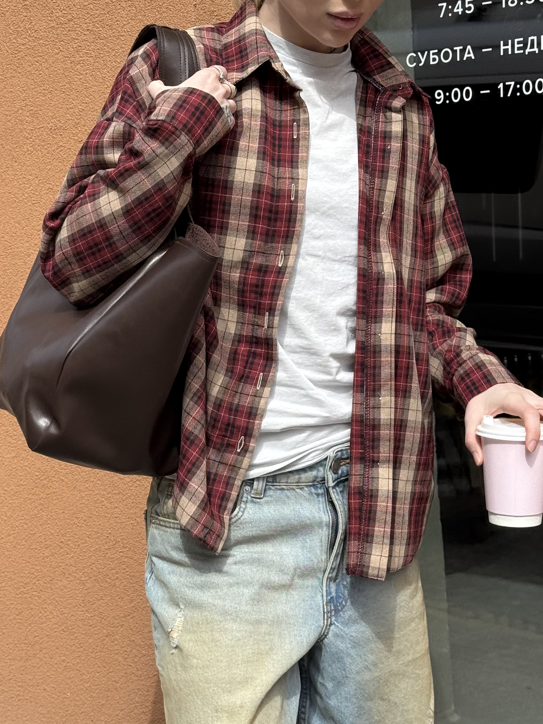 Сорочка в клітинку червоно-коричнева