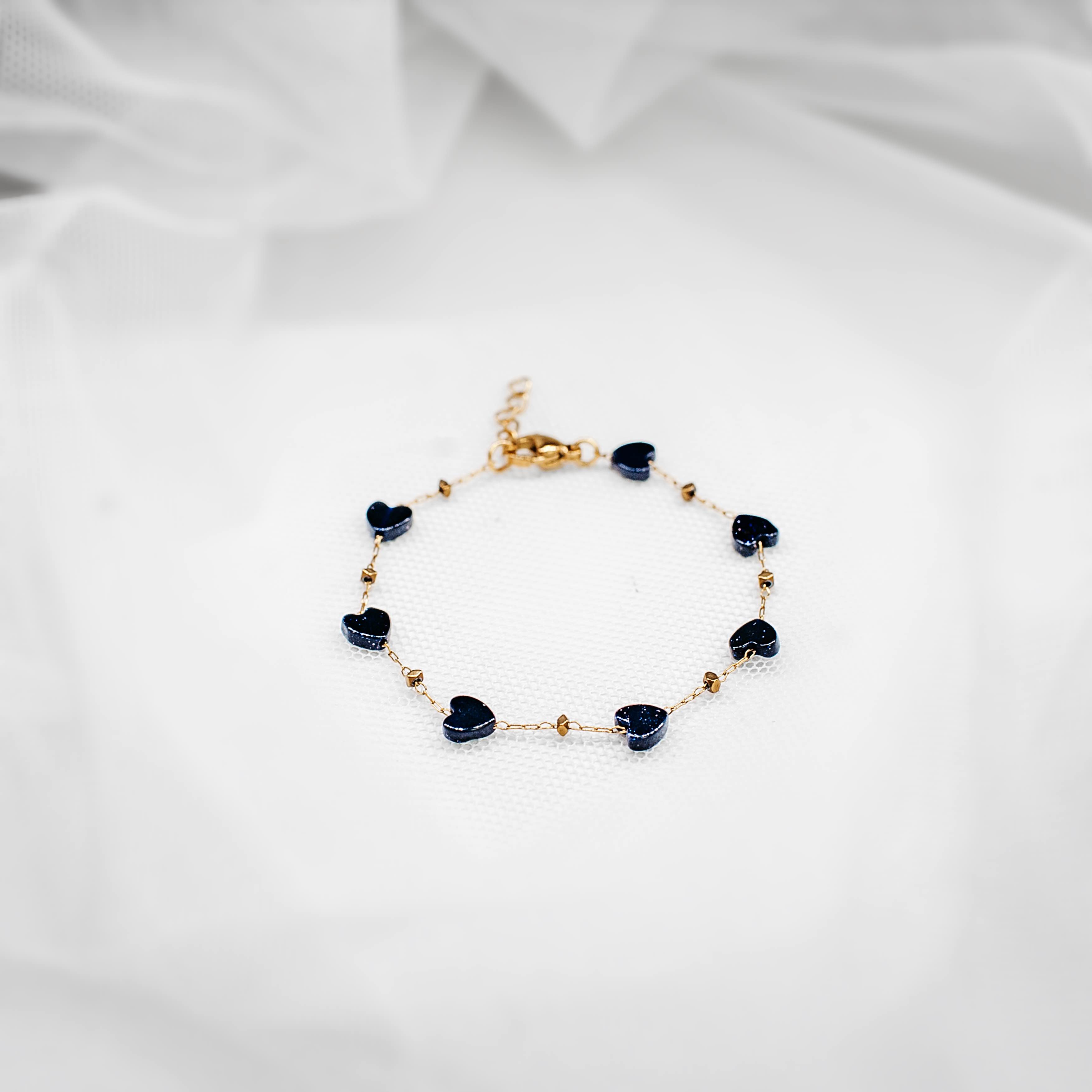Blue Goldstone Heart Bracelet