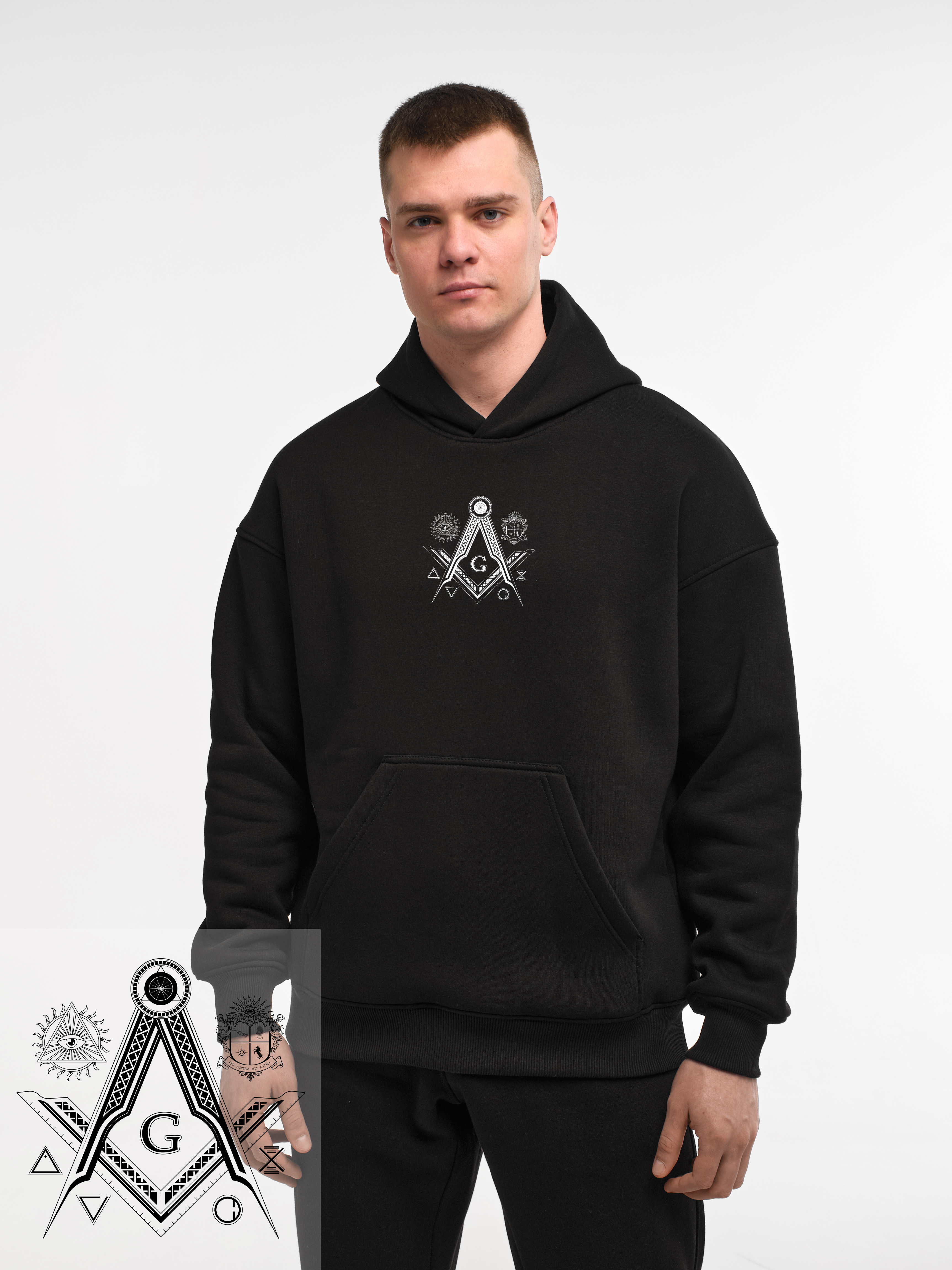 HOODIE "FREEMASONRY" | POCKET | BLACK EMOTION | XH1