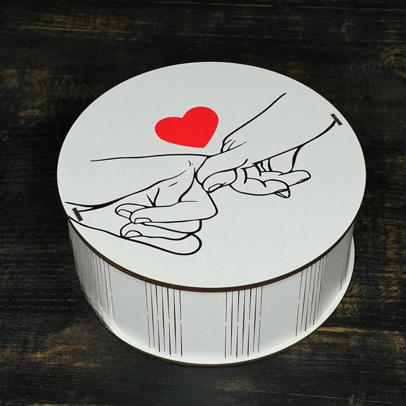 Бокс круглий, білий "Він і вона" 30х30х10 см