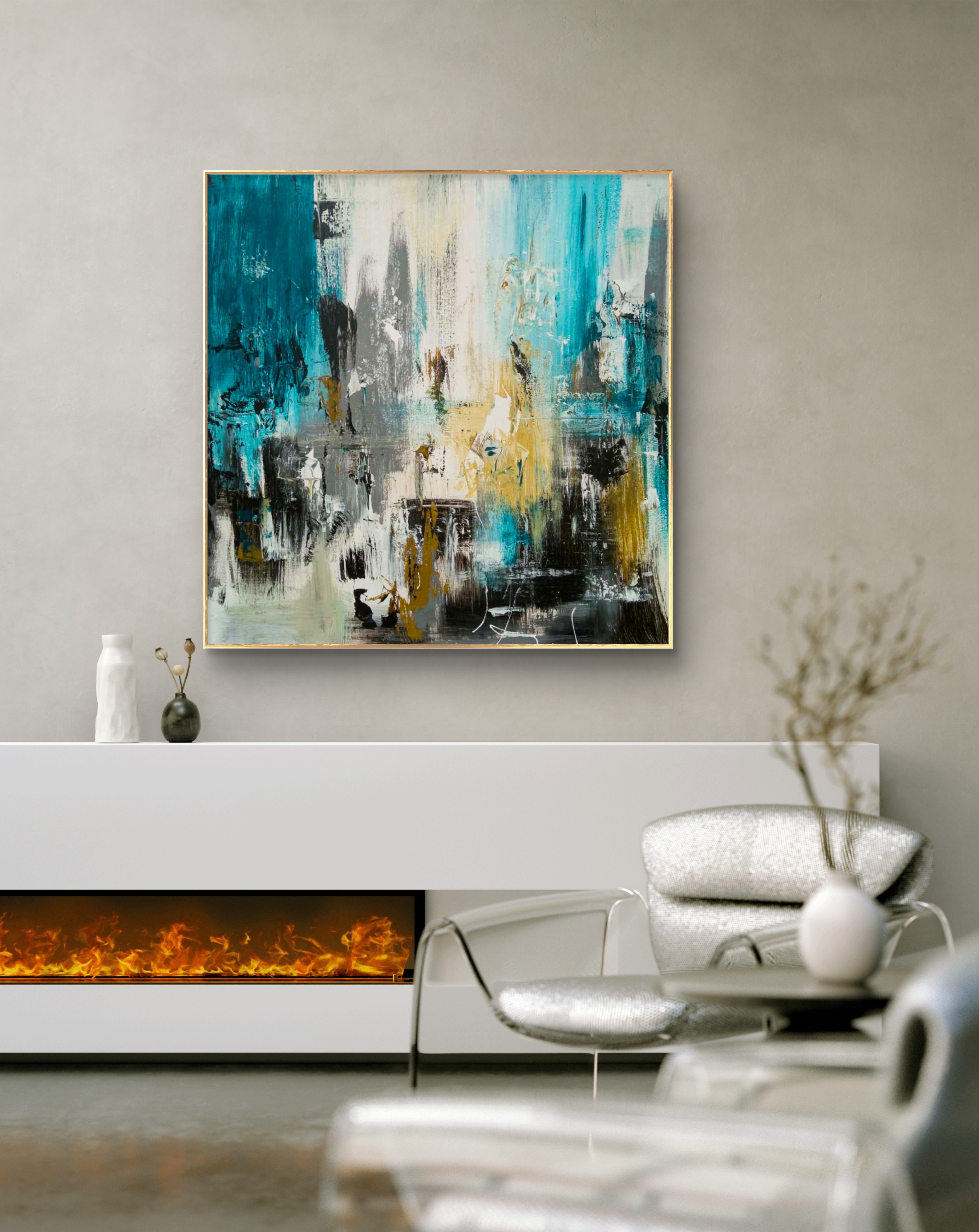 Міський пейзаж в блакитних тонах "Місто надії"