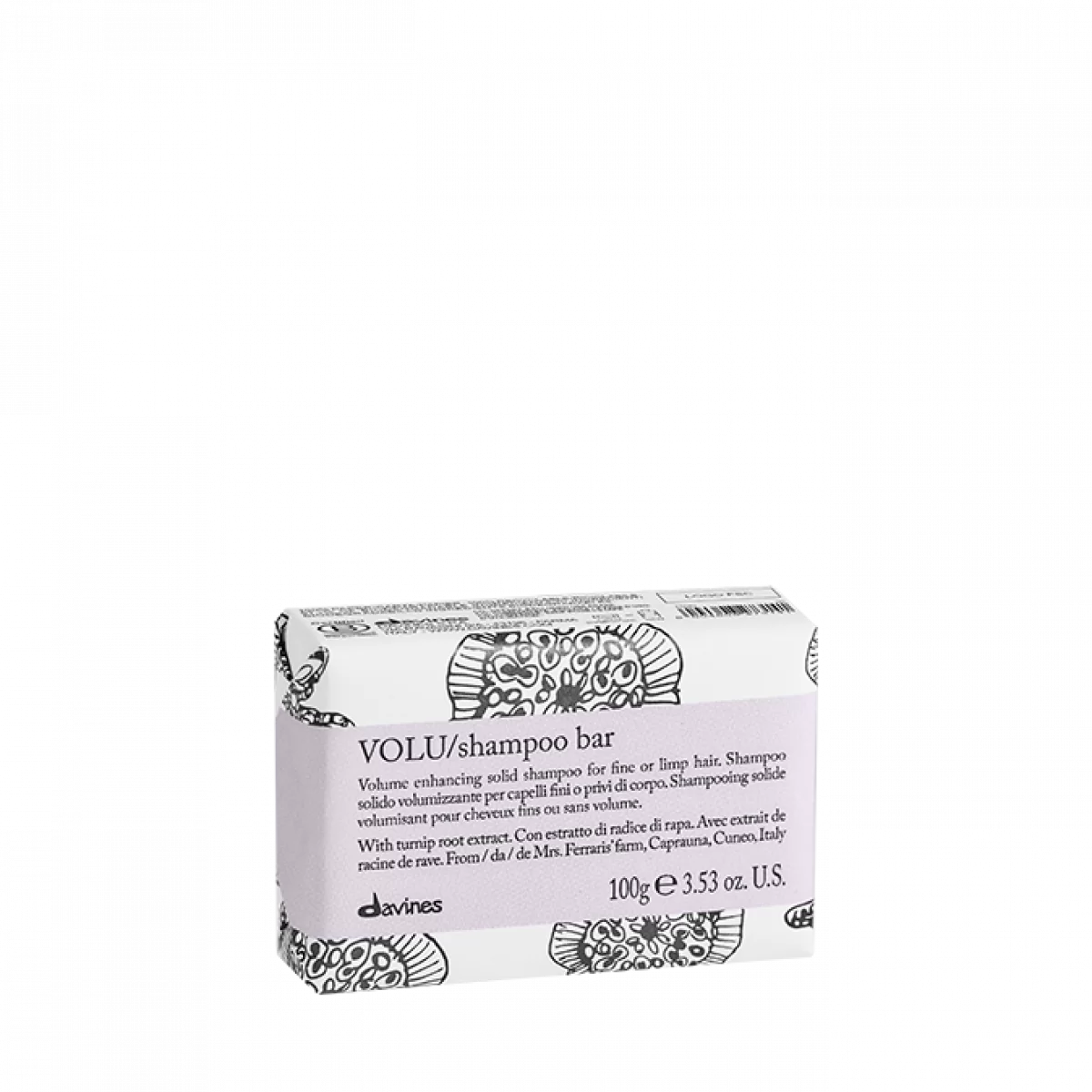 Твердий шампунь для надання об'єму тонкому волоссю, VOLU shampoo bar 100г