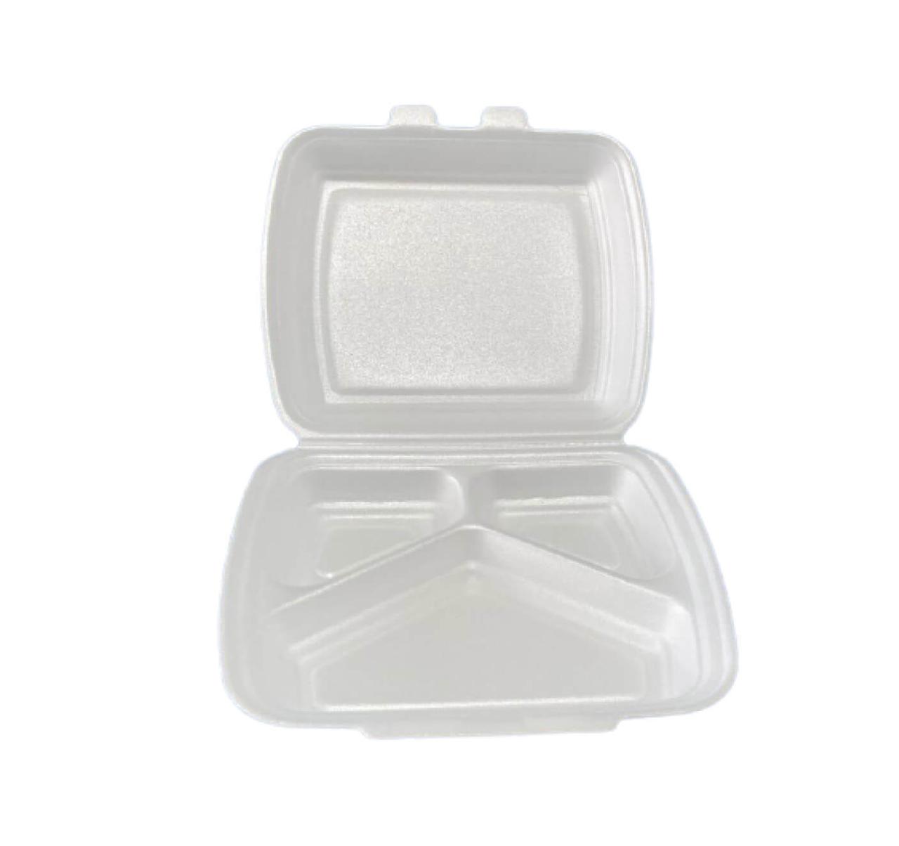 Ланч-бокс МВ-3 з полістиролу Білий, 250x210x70мм, упаковка 150 шт, 006100022