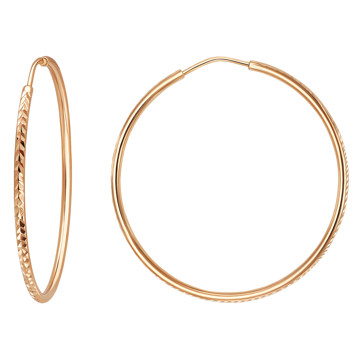 Goldene Creolen mit Diamantschliff – 585er Rotgold