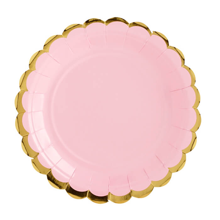 Тарілочки рожеві з золотом 6шт