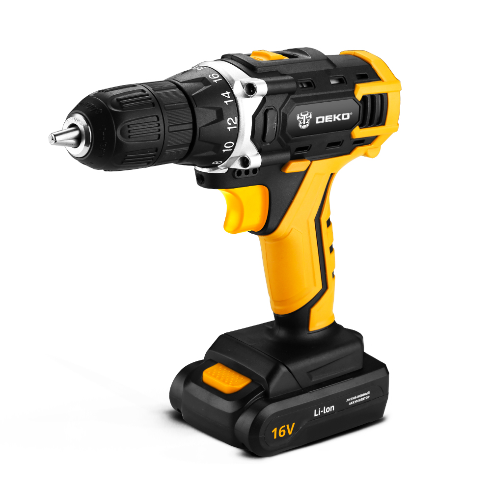 Дрель-шуруповерт аккумуляторная 16V DEKO DKCD16FU-Li 18+1