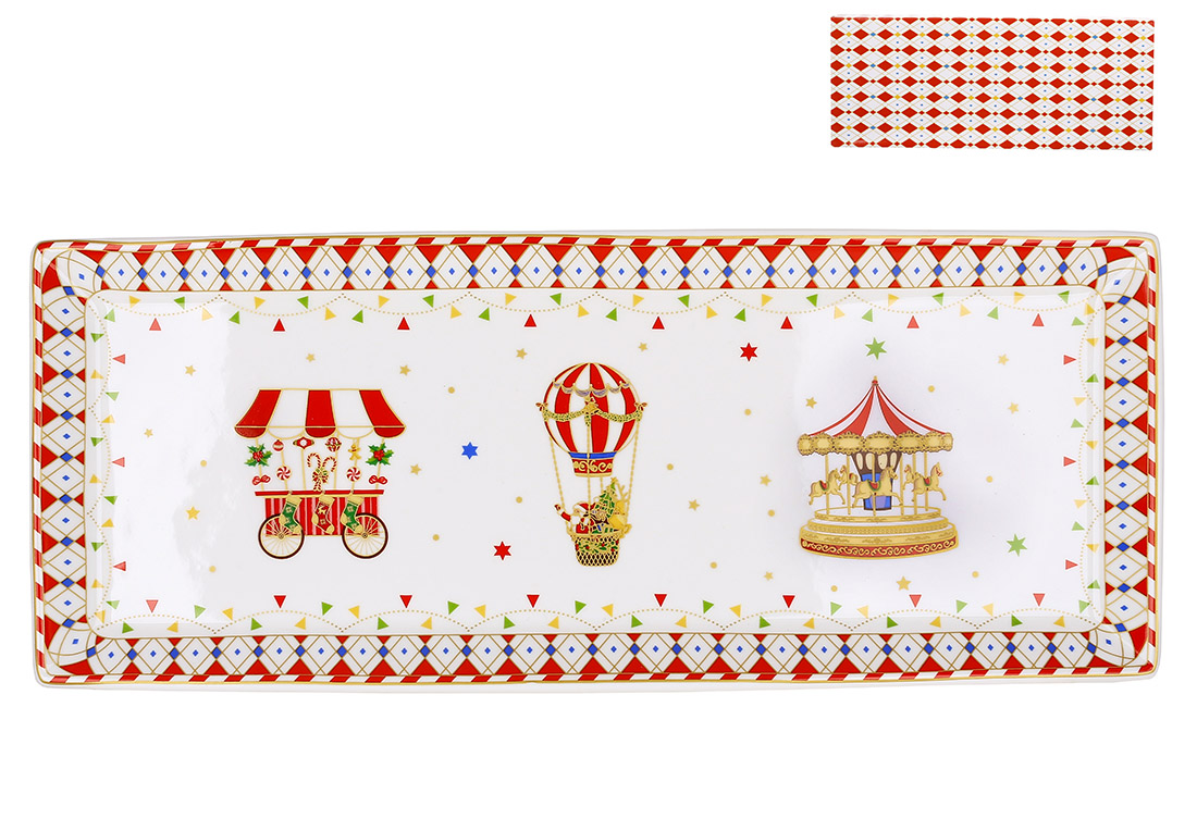 Блюдо прямокутне порцелянове 35.5*14*2см Зимова казка K131