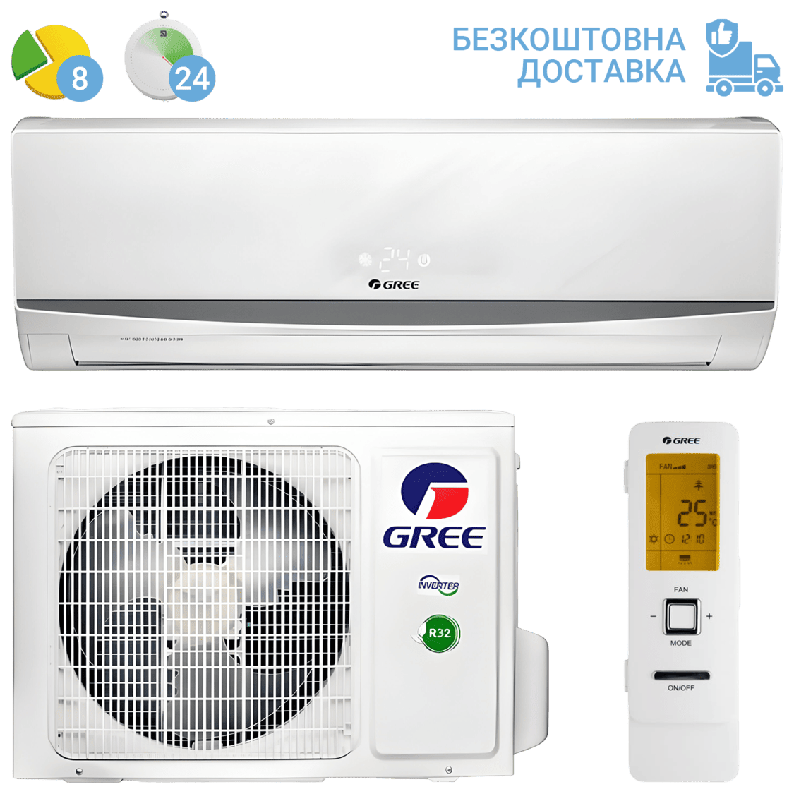 Кондиціонер Gree GWH24QE-S6DBD2A (з установкою: +3000 грн)