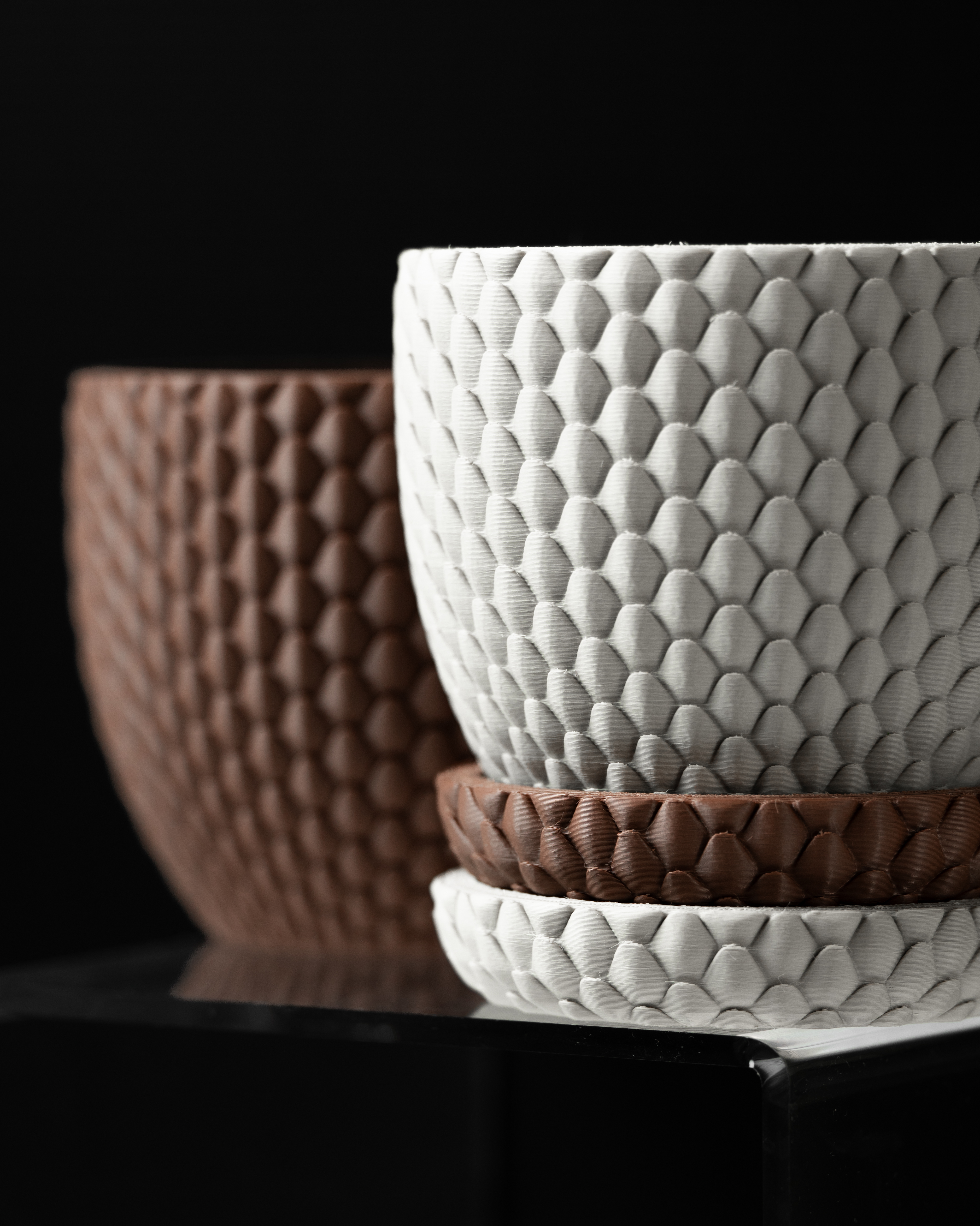 Dragonscale Planter Pot 01 – Modern 3D Printed Planter