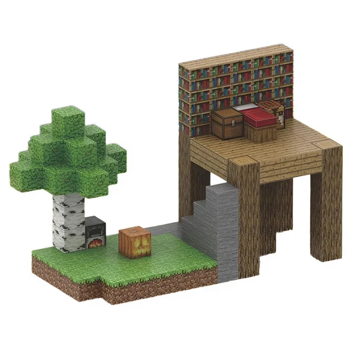 Дерев'яний будинок з бібліотекою 128 дет. | Дитячій магнітний конструктор в стилі Minecraft