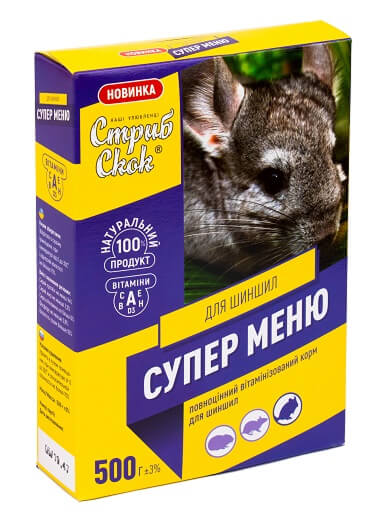 Корм Стриб і Скок Супер Меню д/шиншил 500 г ±3%