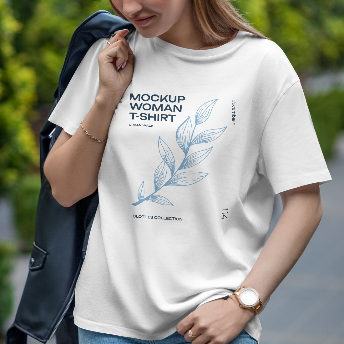 6 Mockups T-Shirt on a Girl on the Walk