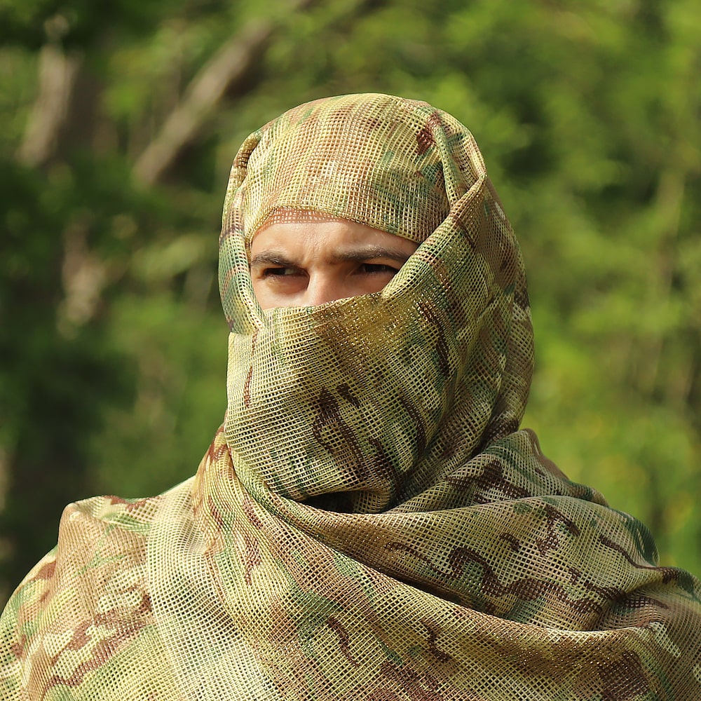 Маскувальний шарф-сітка "CM SFVS Sniper Face Veil Scarf 2.0 Multicam" від українського бренду "CAMOTEC".