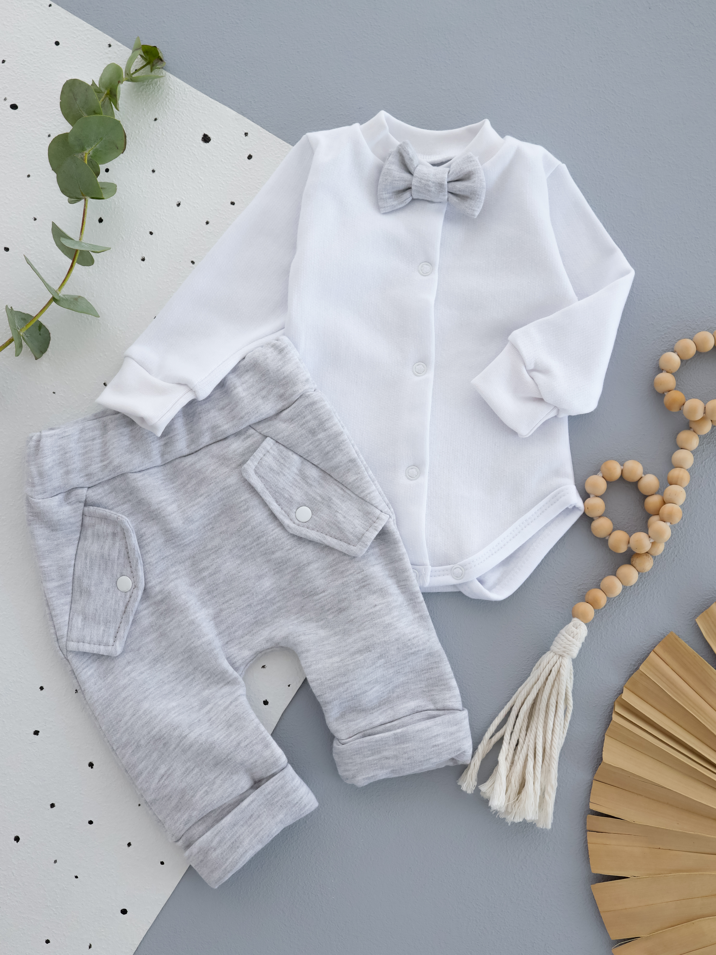 Теплий комплект «Джентельмен» для хлопчиків : боді + штанці (тканина футер)