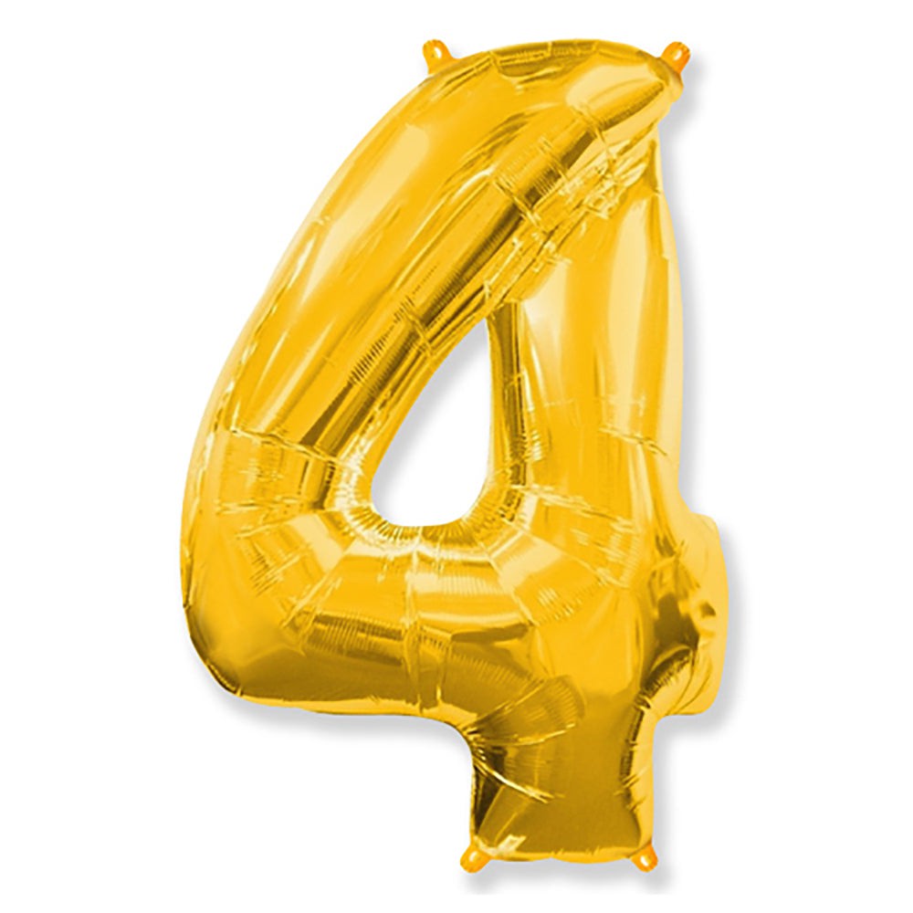 34 inch Number 4 Gold Helium Balloon