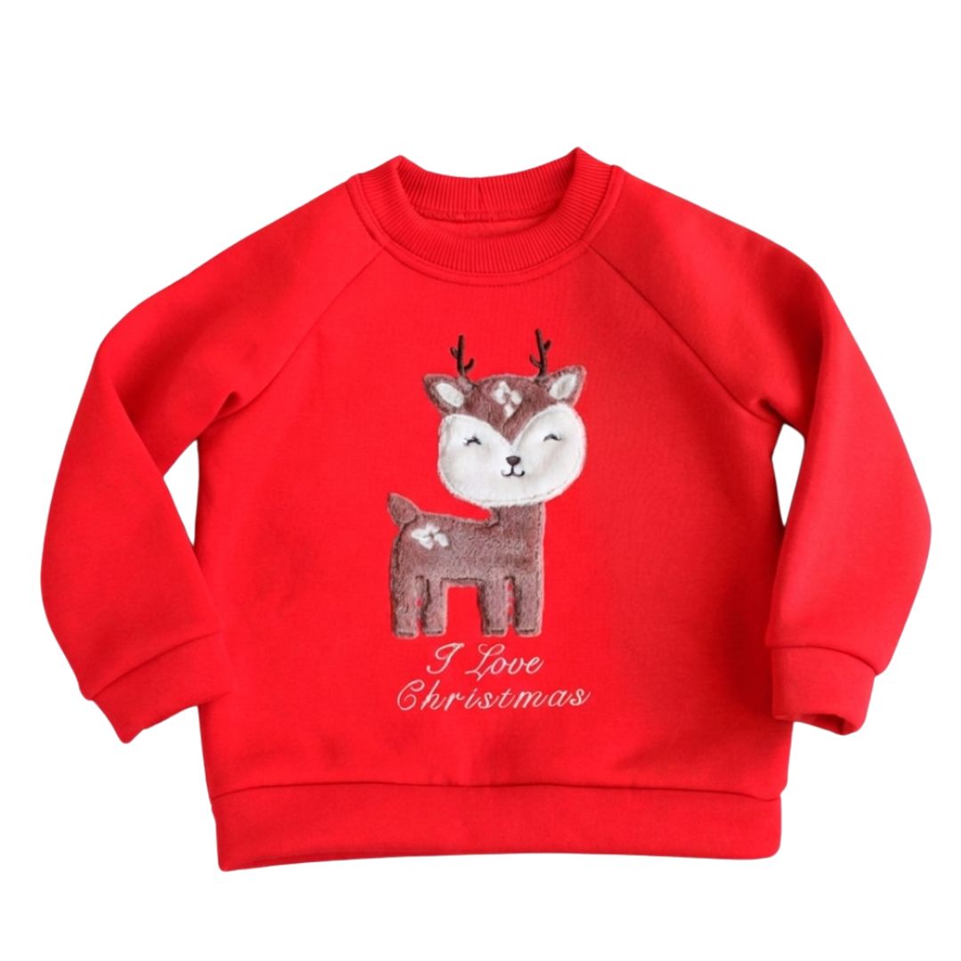 Світшот дитячий з аплікацією Новорічного оленятка