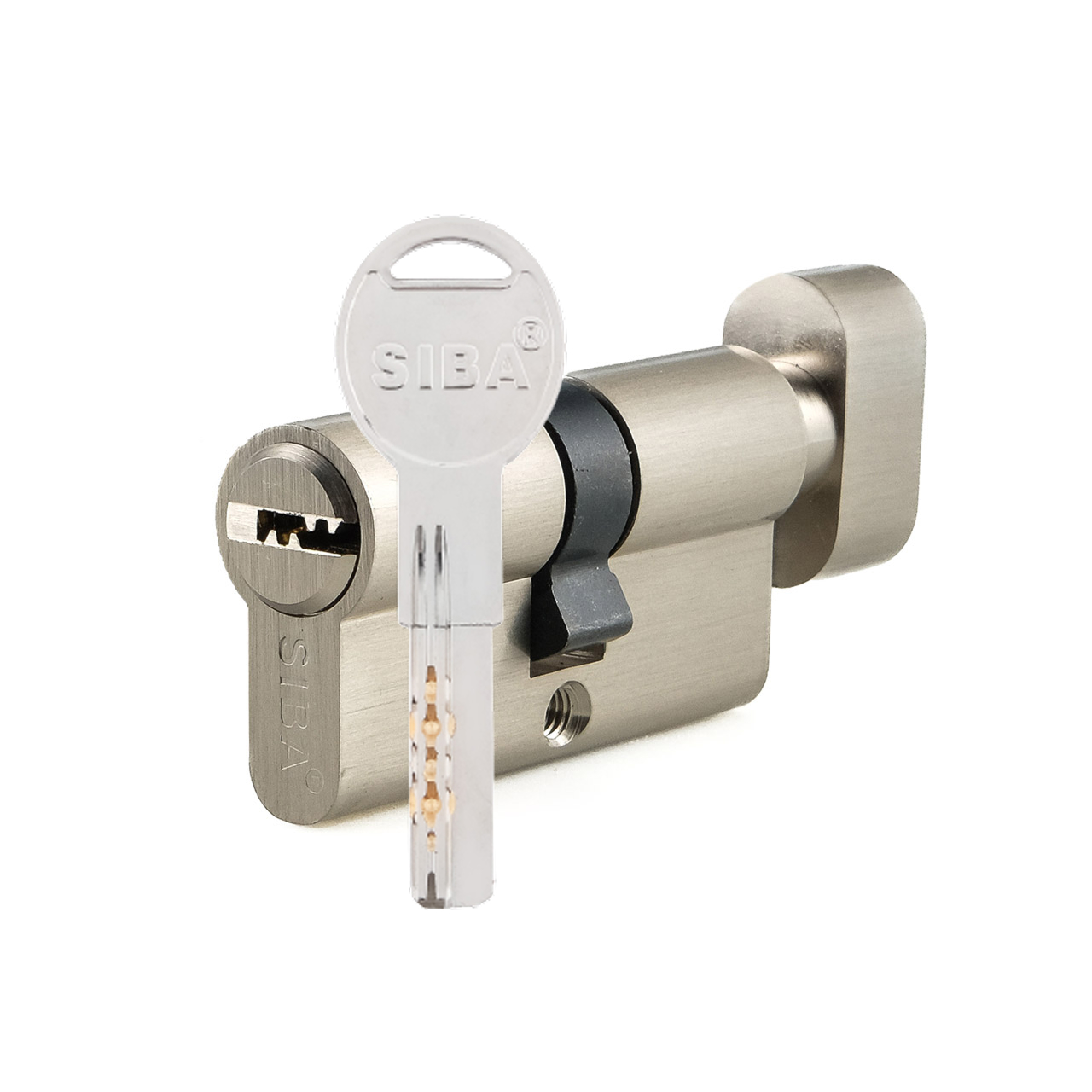 Циліндр дверний SIBA BTSZ ключ-вороток 70 мм сатин/чорний