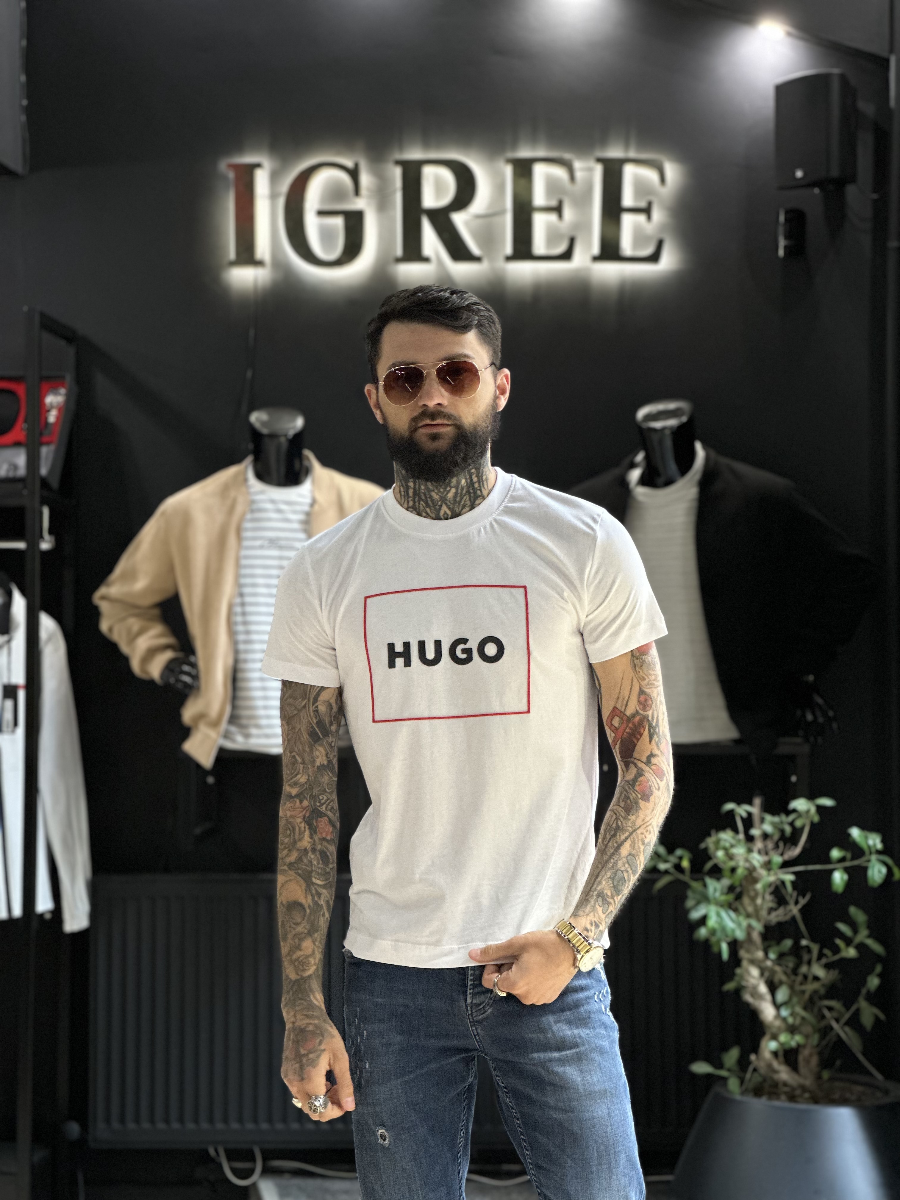 Ексклюзивна чоловіча футболка Hugo Boss white : біла, універсальна стильна з принтом. Офіційний сайт