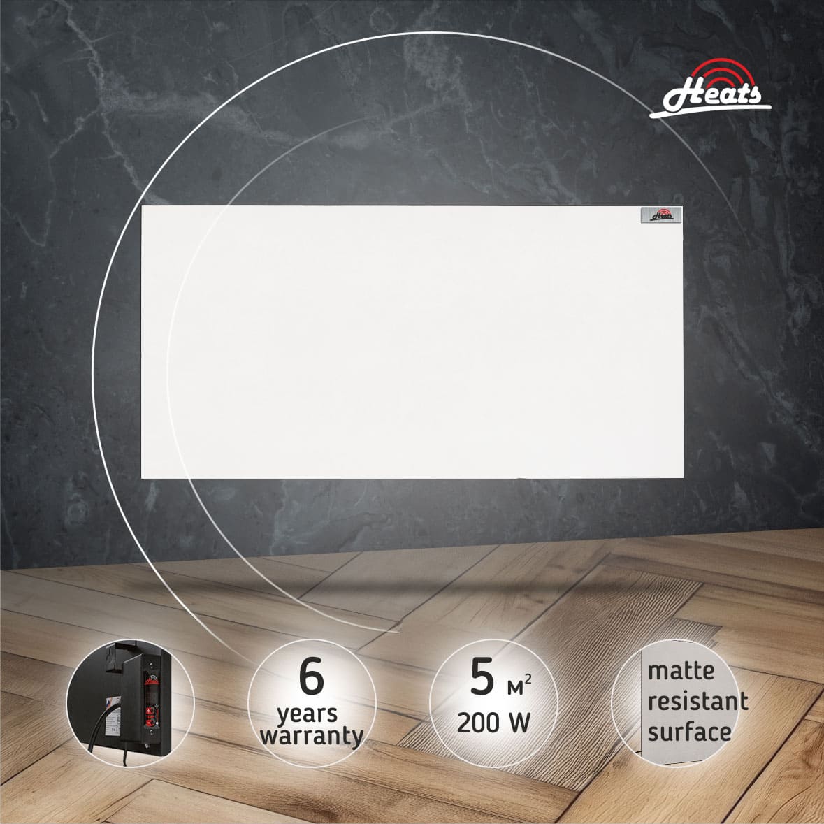 Ceramic Heater Heats 200 White with Thermostat