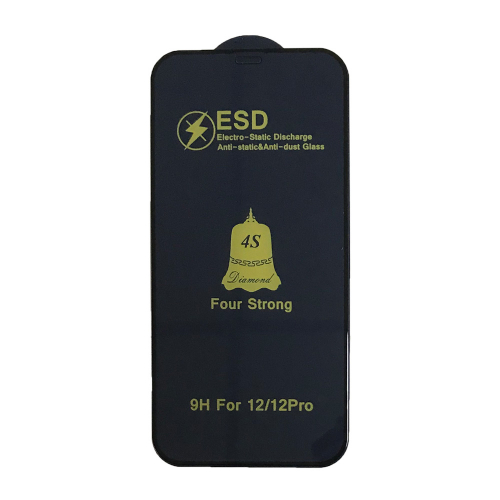 Захисне скло ESD 4S (anti-static) for iPhone 12 /12 Pro чорне тех. пак.