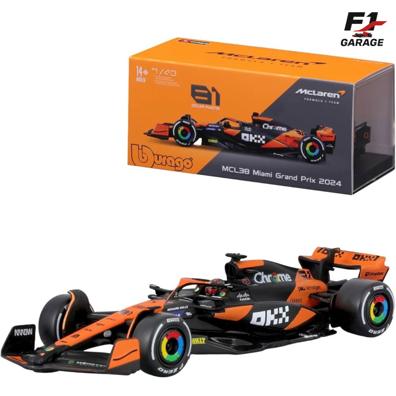 Burago McLaren MCL38 Oscar Piastri, 1:43, 2024 з пілотом