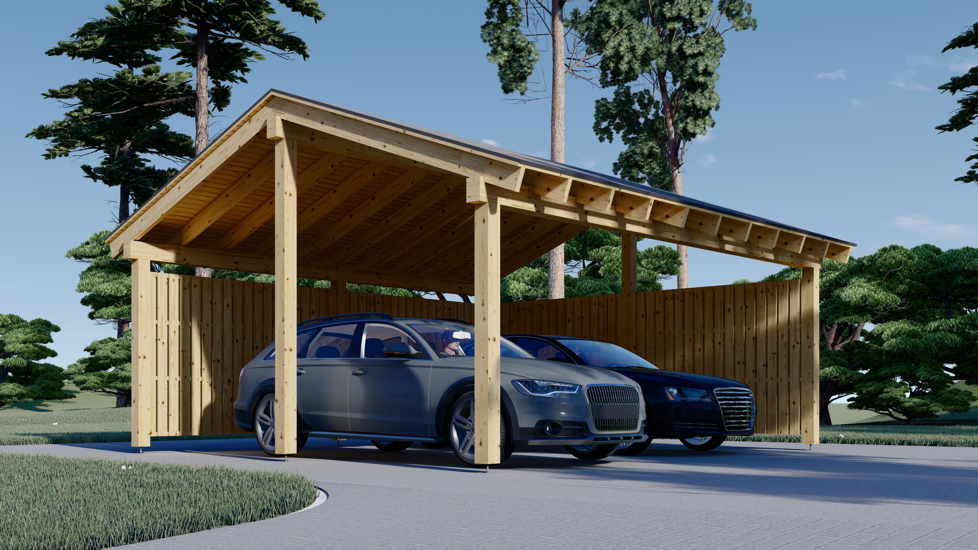 Pérgola para coches Moderna 6 6x6