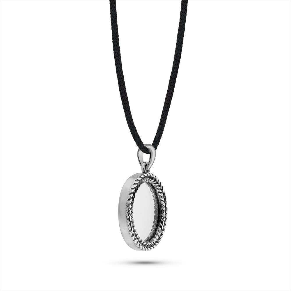 Кулон срібний VEIL «Колос» з дзеркалом в світлому чорнінні