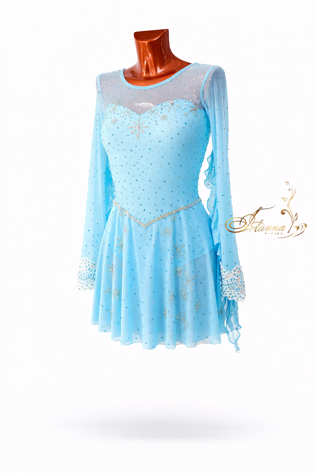 Custom frozen heart figure skating dress