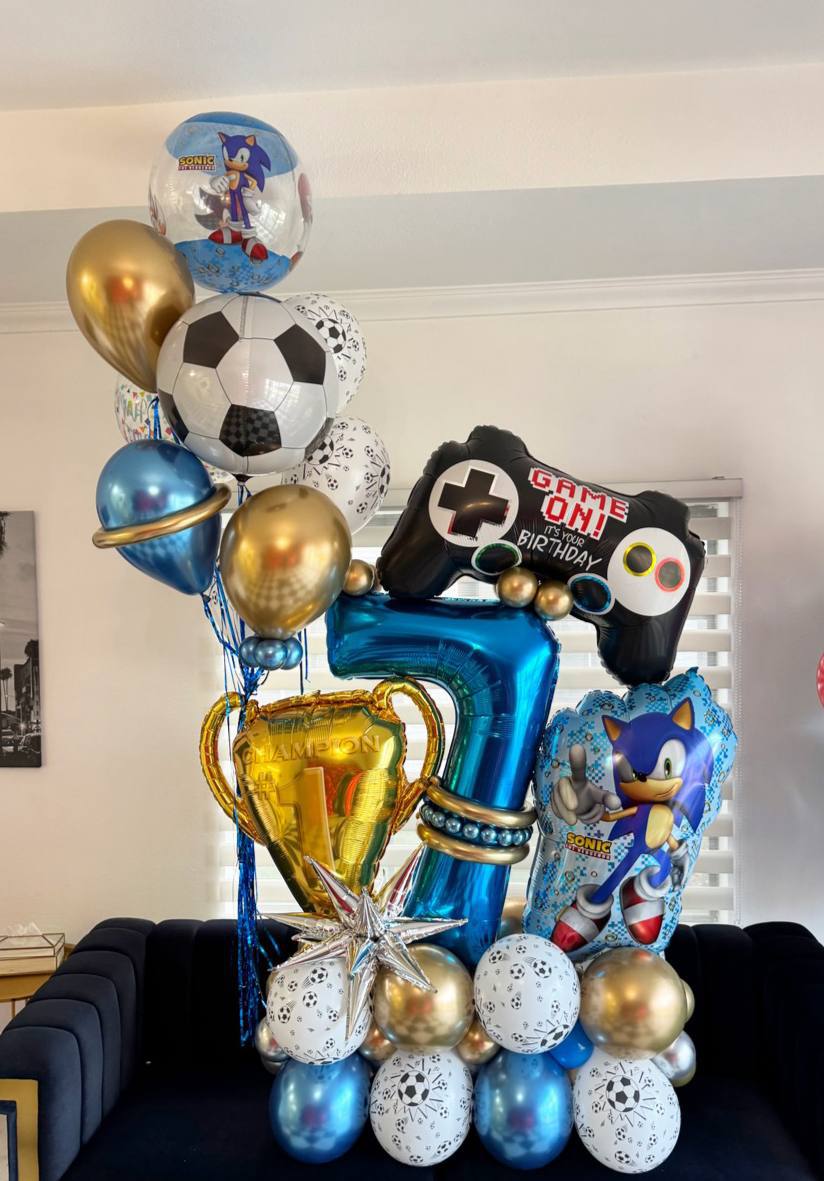 Sonic Power Player Number Balloon Arrangement