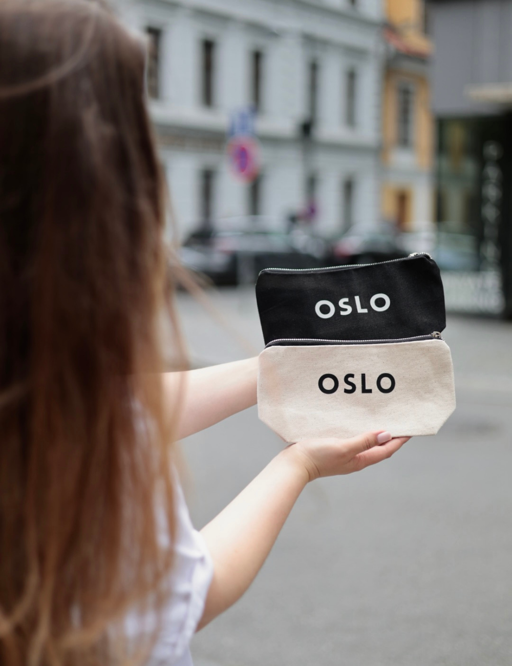 Cotton cosmetic bag with Oslo print