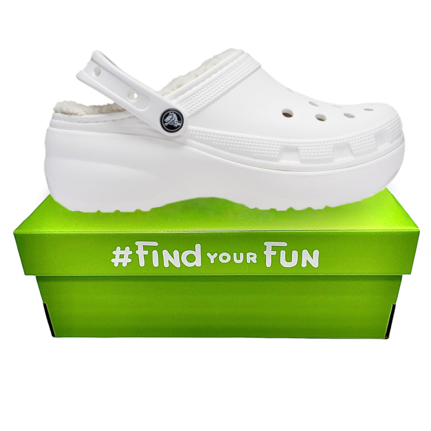 Crocs Classic Platform Lined Сабо Крокси жіночі утеплені білі