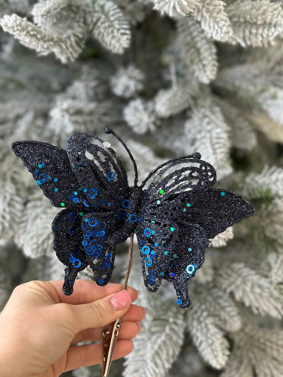 Ялинкова прикраса на кліпі Метелик, 17 см
