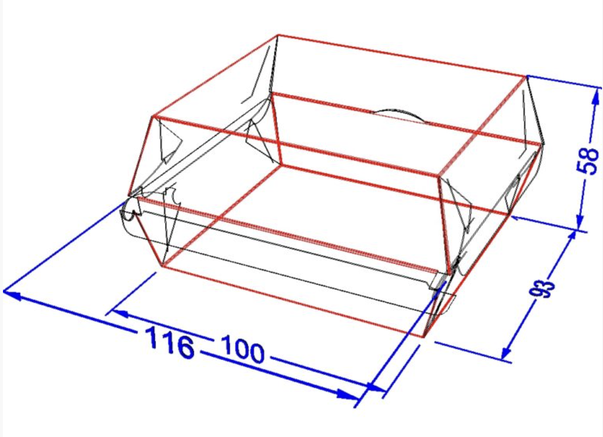 Упаковка для бургера міді Біла 116×58×93мм, упаковка 100 шт, 013300130