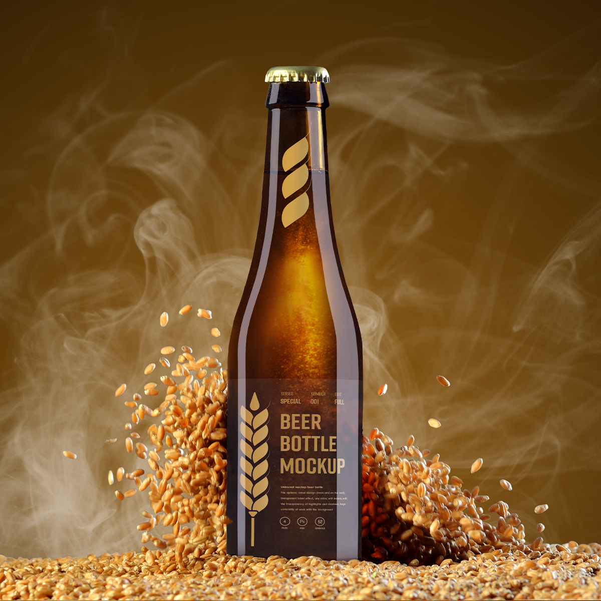 7 Mockups of Glass Beer Bottle