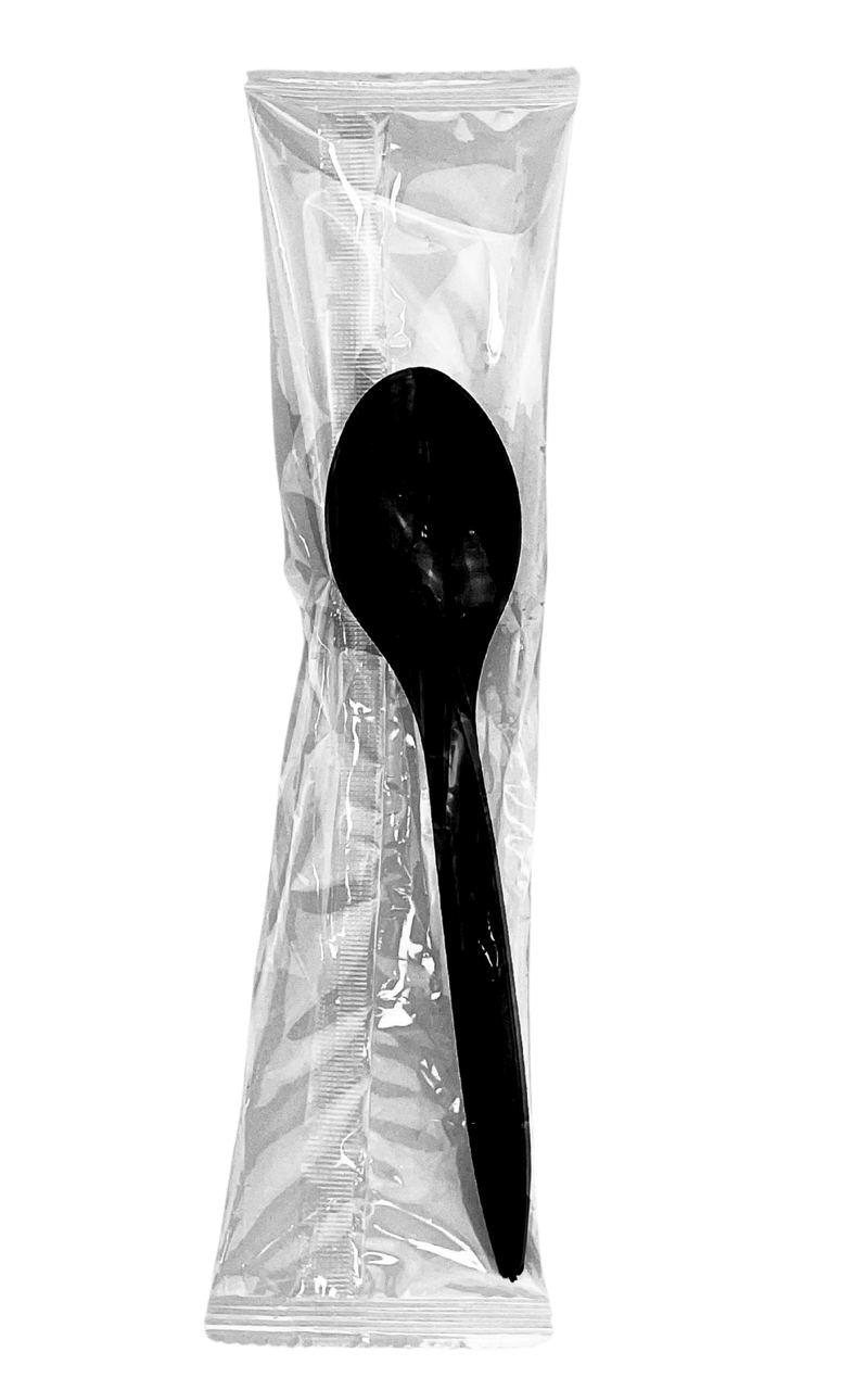 Ложка чорна преміум в індивідуальній упаковці №14 (50 шт/уп)