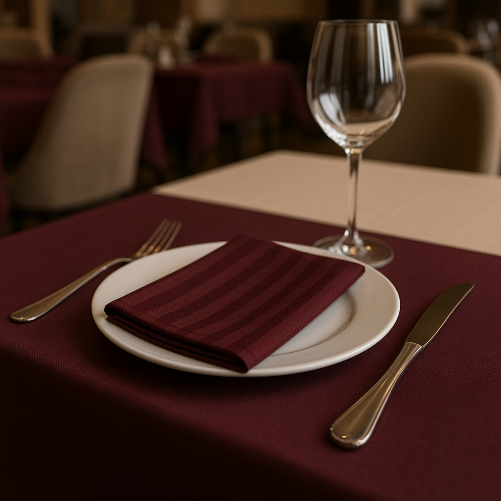 Серветки на стіл із страйп сатіну "Червоне вино"
