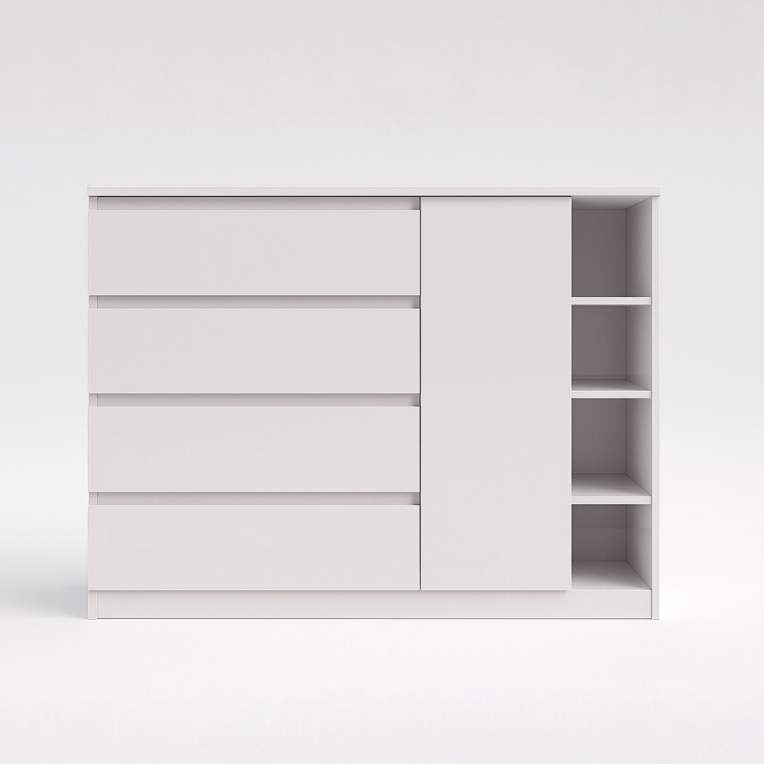 Комод на 4 шухляди з боковими полицями