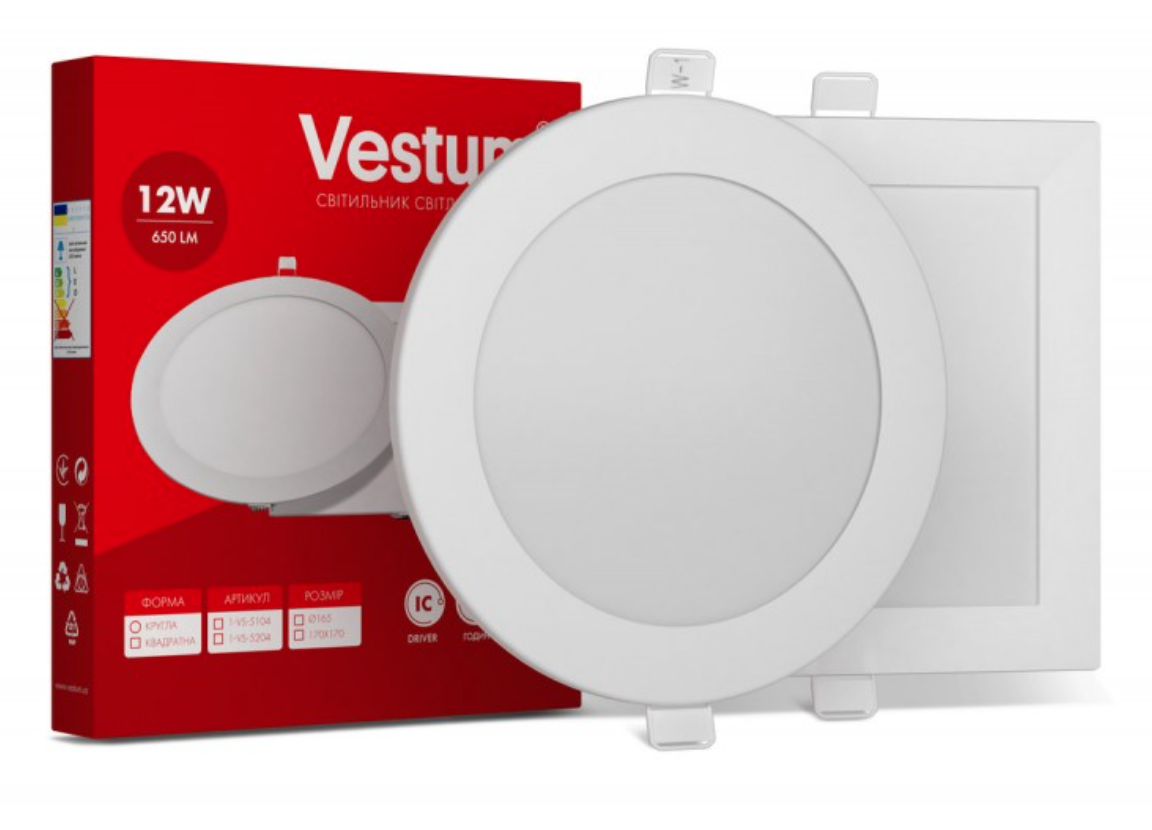 Світильник LED врізний круглий Vestum 12W 6000K 220V