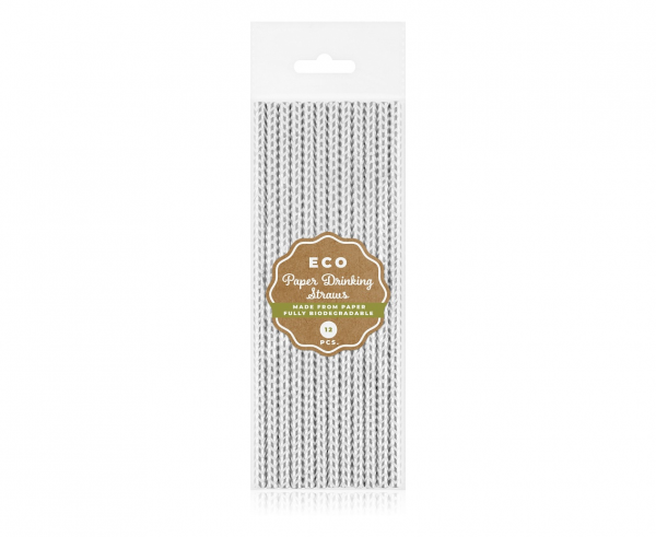 Трубочки фольговані шеврон срібло 12шт