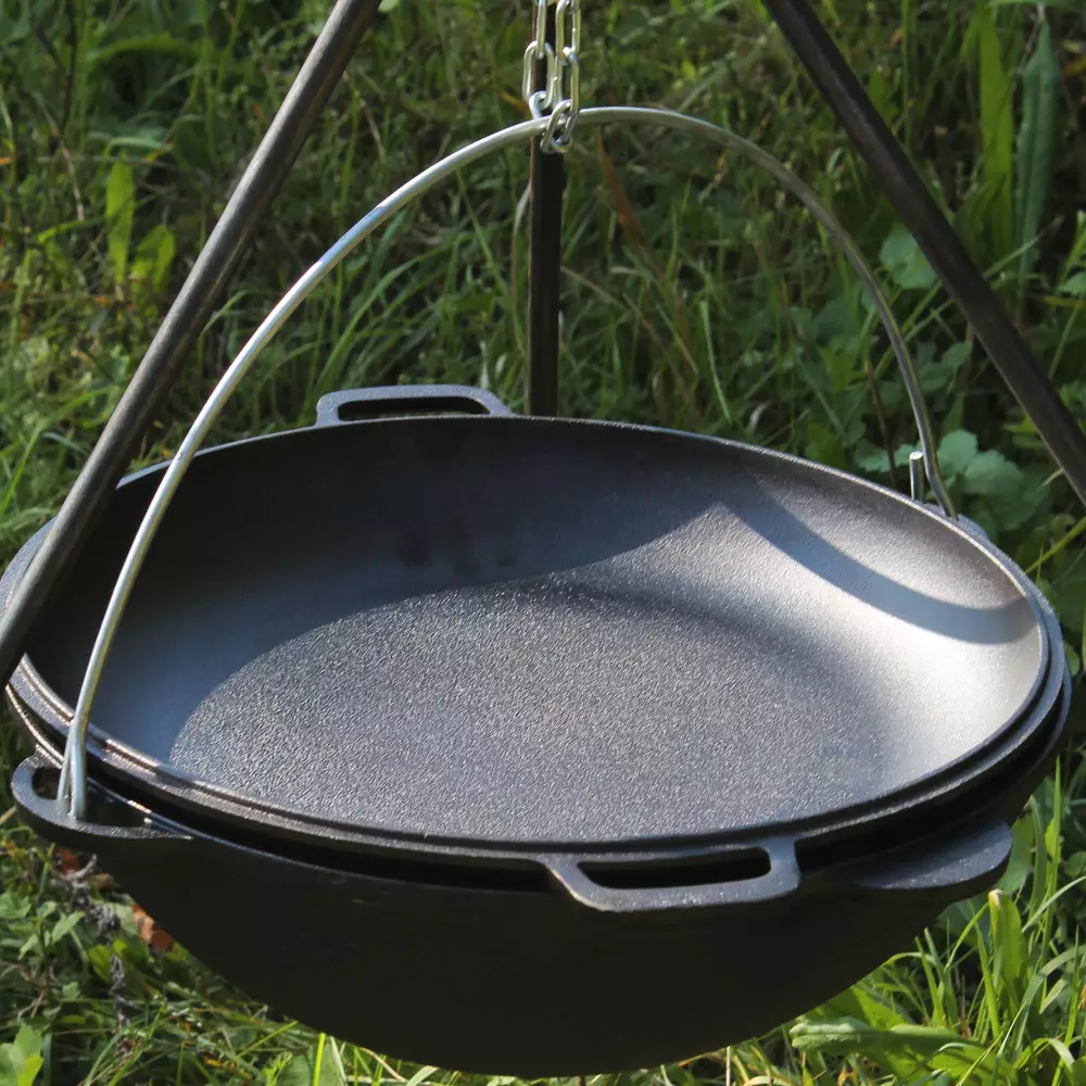 Казан татарський чавунний 8л з кришкою-сковородою