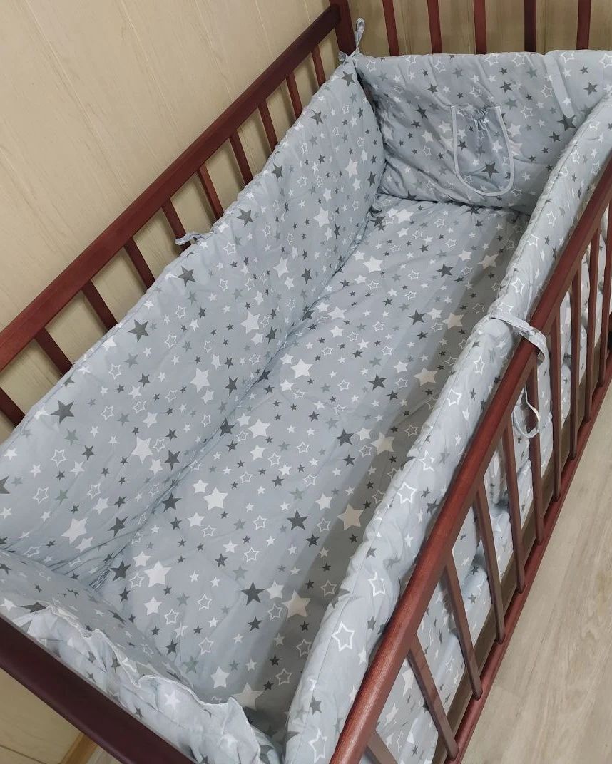 Постільна білизна з польської бавовни 3 в 1 Зірочки білі на сірому