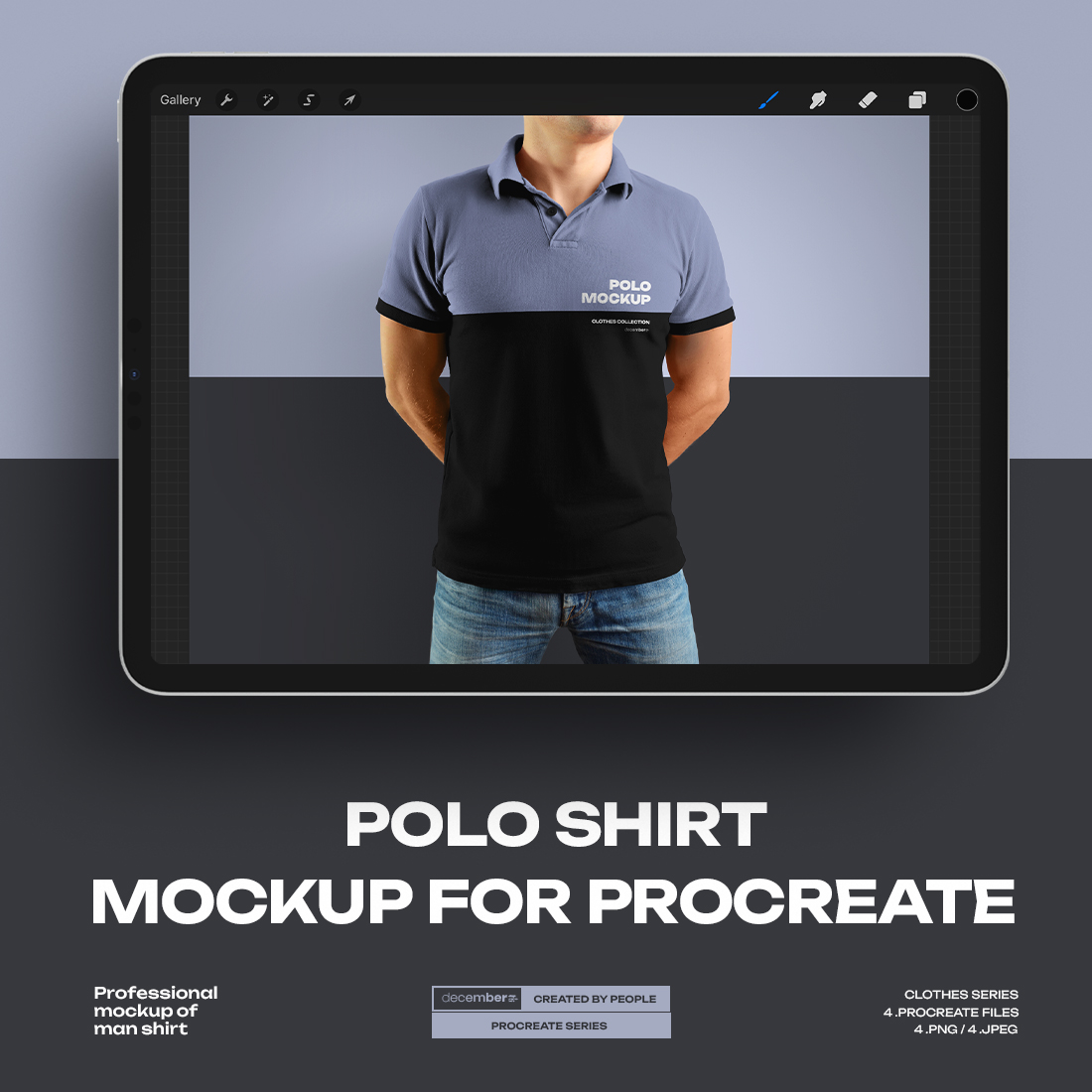 6 Mockups Polo Shirt for Procreate on the iPad