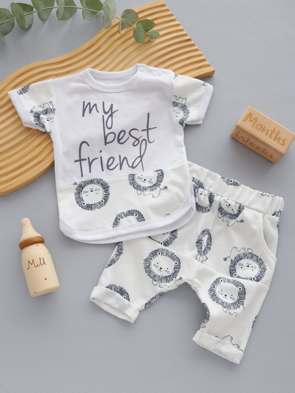 Комплект для новонародженого малюка: футболка + штанці (тканина кулір)