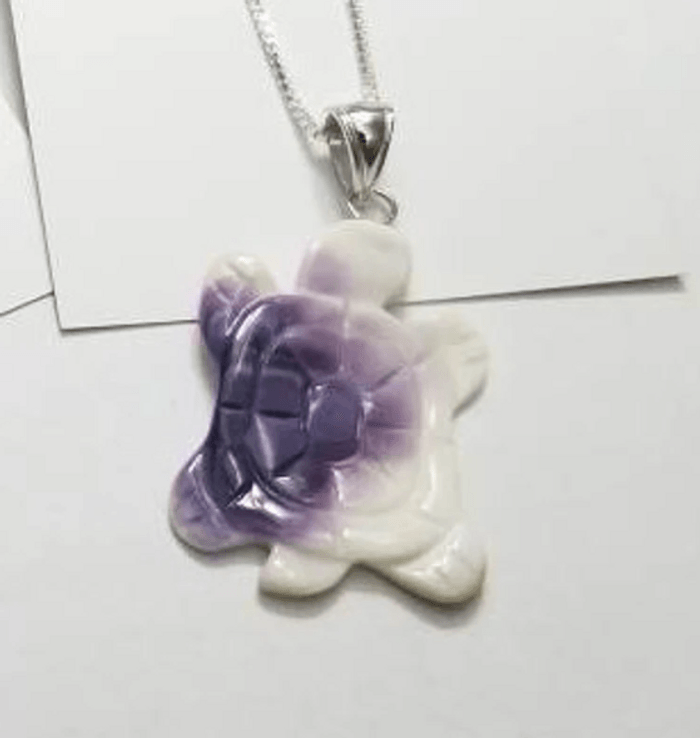 Wampum Turtle Pendant on Sterling Silver Chain