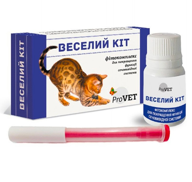 Фітокомплекс ПроВет Веселий кіт для котів для покращення функції сечовивідної системи 20 мл