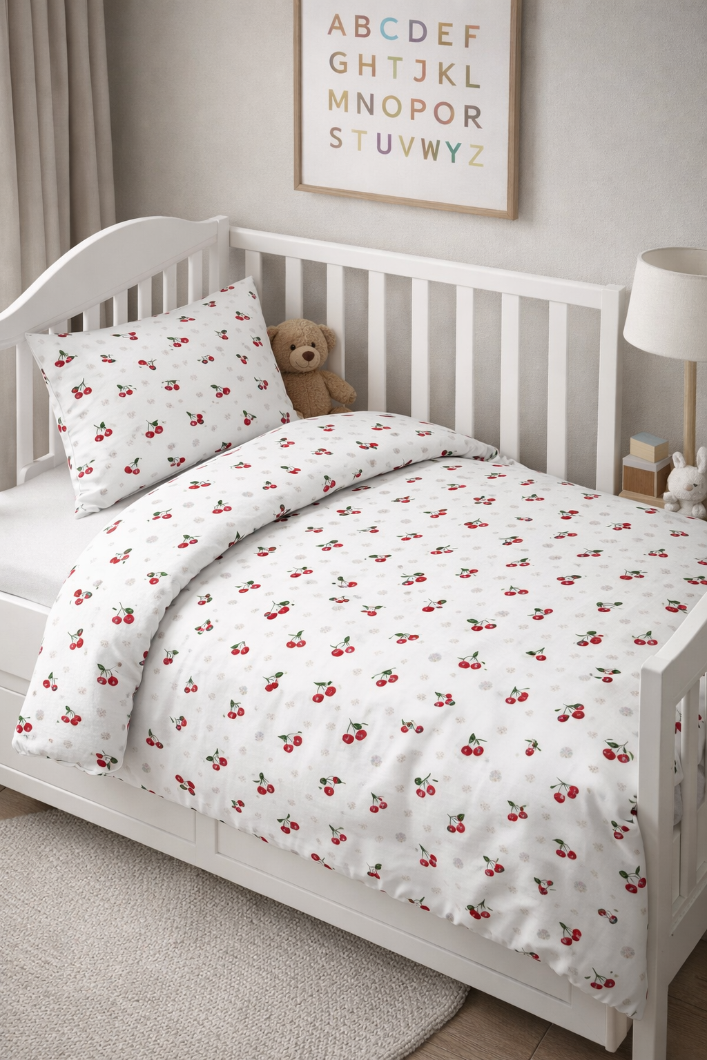 Постільна білизна  в ліжечко  ранфорс принт "Вишенькі "