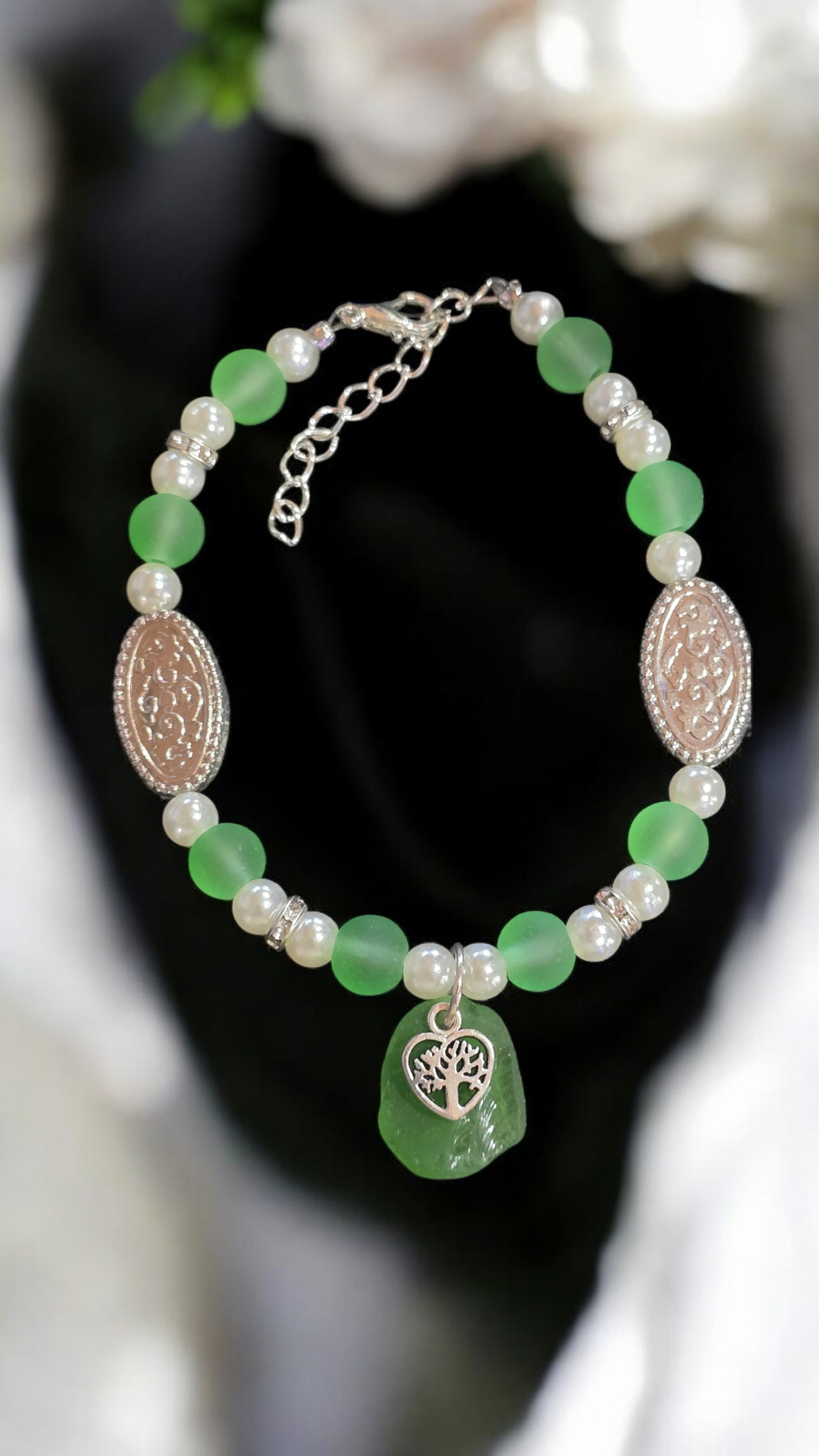 Green Sea Glass Bracelet