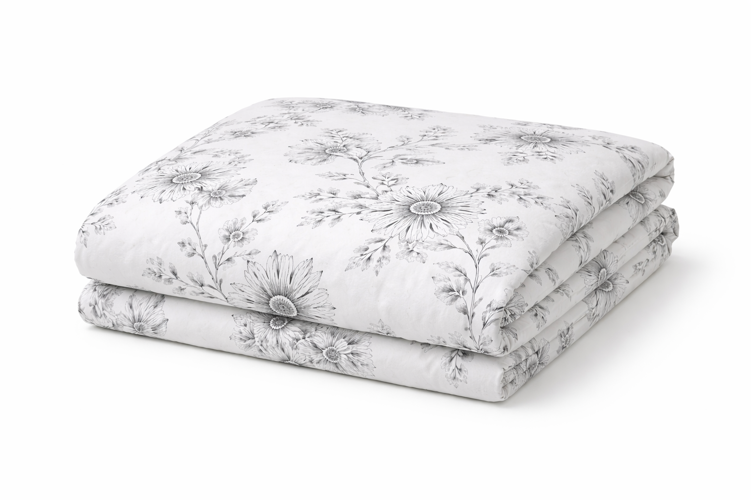 Підковдра  ранфорс принт "Чорні квіти на білому "