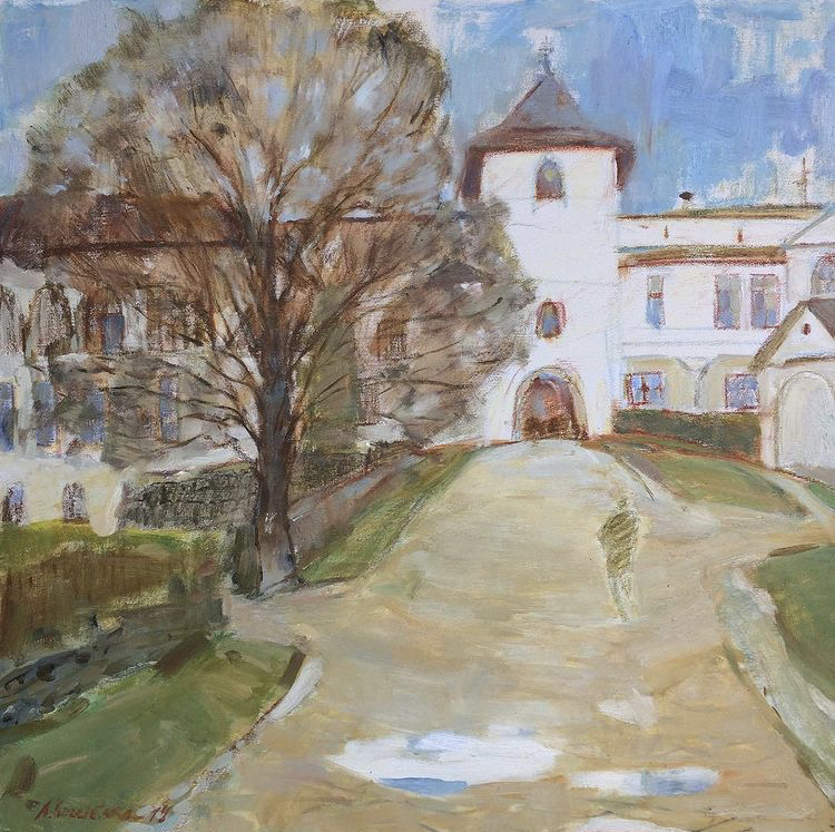 April. Horezu, 2019, 60x60 sm, oil on canvas